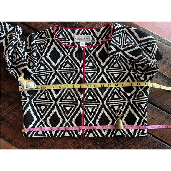 Chelsea Suite abstract black white and red blazer jacket size 8 - Picture 5 of 12